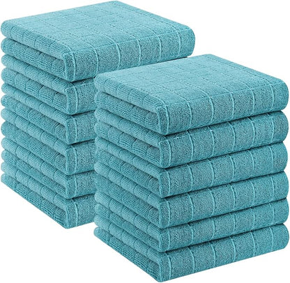 Homaxy 100% Cotton Terry Kitchen Towels, Checkered Designed, Soft and Super