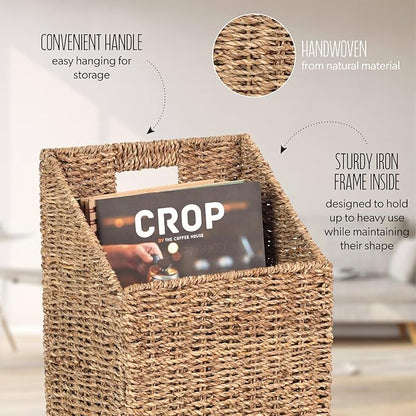 Wicker Hanging Storage Baskets, Seagrass Basket, Wall Decor Baskets, Seagrass