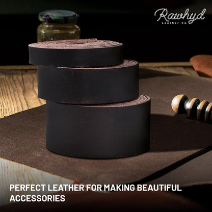 Genuine Buffalo Leather Strap for Crafts - Handcrafted Durable Full Grain Leather Roll - Leathercraft Accessories for Bracelet Making, Belt Making Supplies, Keychains, Dog Collars, & More (1” x 60”)