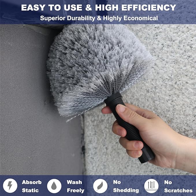 2 Pack Grey Twist-On Cobweb Duster Head Brush