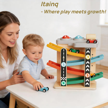 Toddler Toys for 1-2 Year Old Boy, Montessori Toys for 1 Year Old, First Birthday Gifts, 2 in 1 Pounding Toys and Wooden Car Ramp