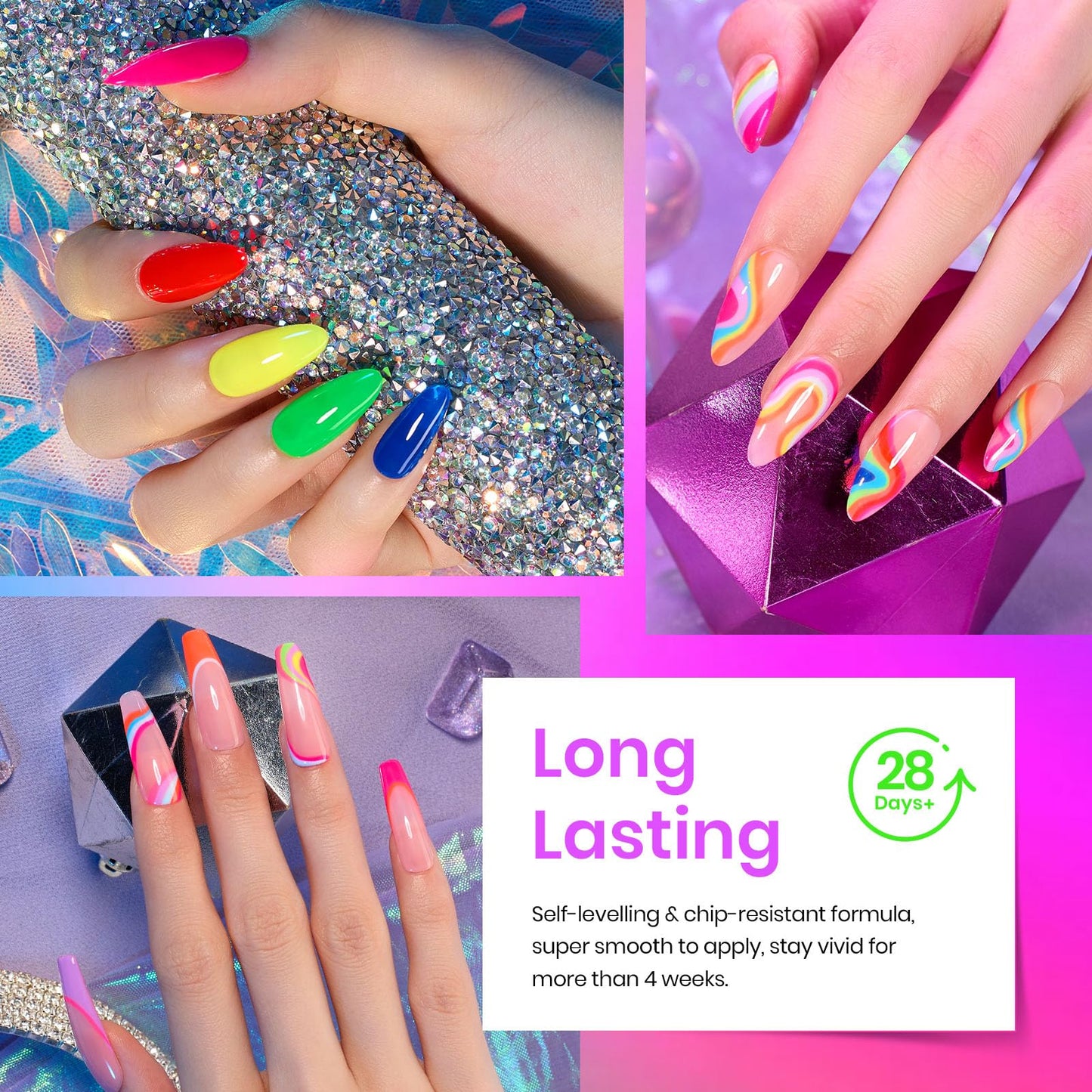 beetles Gel Polish Set - 23Pcs Macaroon Color Gel Nail Kit with Glossy Matte Top Coat Base Coat Yellow Pink White Purple Blue Glitter Bright Uv Nails Paradise Pastel Gel Halloween Gifts for Women