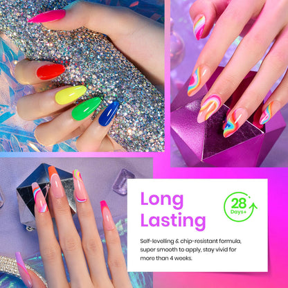 beetles Gel Polish Set - 23Pcs Macaroon Color Gel Nail Kit with Glossy Matte Top Coat Base Coat Yellow Pink White Purple Blue Glitter Bright Uv Nails Paradise Pastel Gel Halloween Gifts for Women