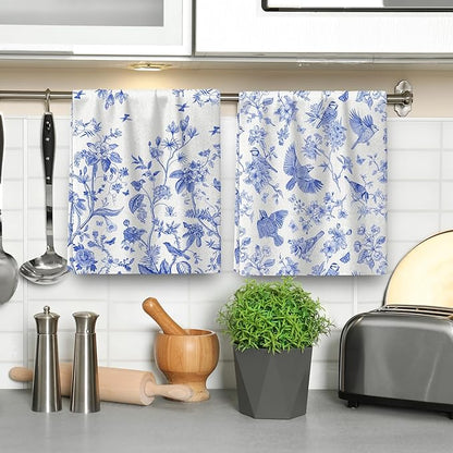Chinoiserie Floral Kitchen Dish Towels 16x24 Inch, Chinoiserie Decor