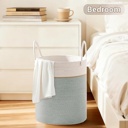 Tall Laundry Basket with Handles, 53L Portable Dirty Clothes Hamper, Boho