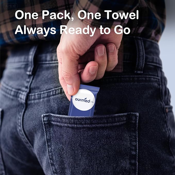 Ourmed Life Compressed Towel Tablets, Individually Wrapped Disposable Face