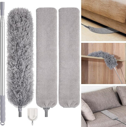 Feather Duster Set, 30-100 inch Microfiber Retractable Gap Duster