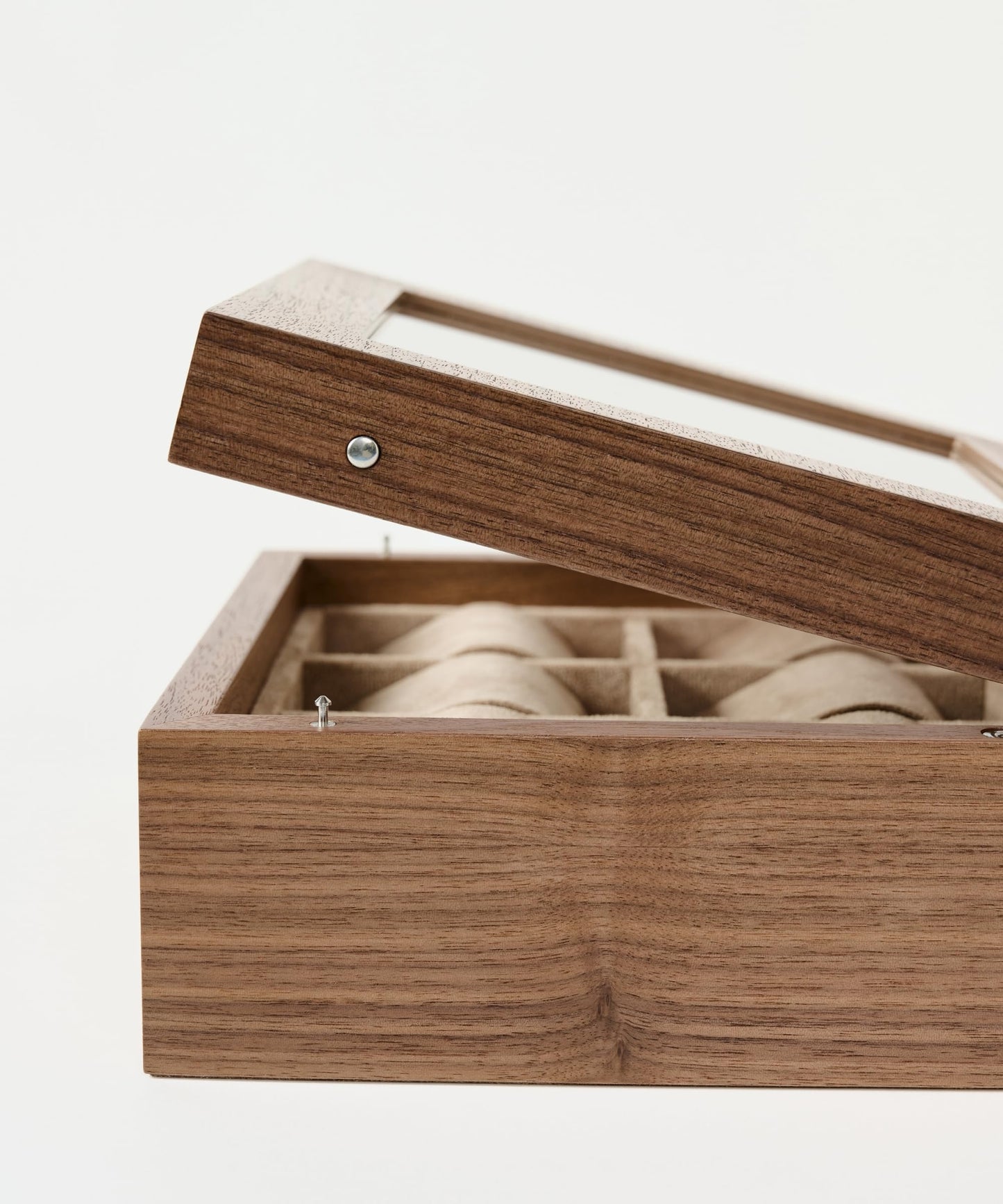 TAWBURY Wooden Watch Case - 6 Slot Wood Watch Box for Men & Women with Glass Display, Protective Fully Lined Interior and 2-inch Wide Pillows for Small & Large Watches (Classic Walnut)