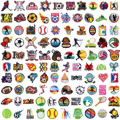 Janinka 100 Pcs Sports Iron on Patches Soccer Football Baseball Basketball Embroidery Applique Patches for Players Coaches Sports Lovers Fans Hats Clothes Jackets Jeans Dress Backpacks Bags Accessory