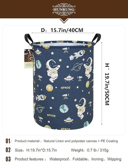 HUNRUNG Laundry Hamper, Large Canvas Fabric Lightweight Storage Basket Toy