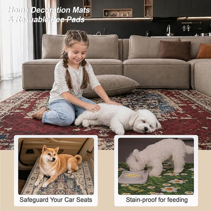 Washable Pee Pads for Dogs, Reusable Puppy Potty Training Pads, Ultra-Absorbent Thick Waterproof Leak-Proof Non-Slip Pads & Mat for Crate, Playpen, Floor, Whelping & Housebreaking , 2 Pack 24"x48"