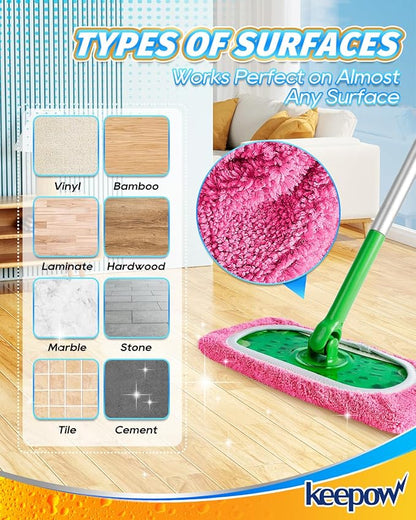 KEEPOW 4 Pack Reusable Mop Pads Compatible