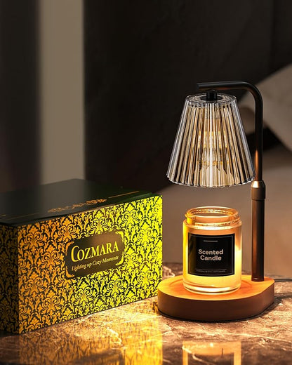 Candle Warmer Lamp with Timer & Dimmer for Yankee Candles, Adjustable Height Candle Warmer for Jar Candles, Wax Melt Lamp for Cozy Home Decor & Gifts,Glass, 2 Bulbs