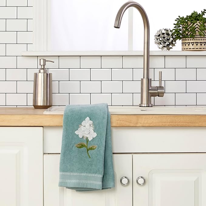 SKL Home Farm Hydrangea 100% Cotton 3D Embroidered 2pc Hand Towel Set,