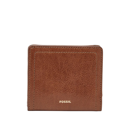 Fossil Women's Wallet, Logan Leather Wallet RFID Blocking Small Bifold, Brown