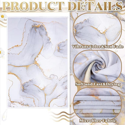 Boyiee Set of 6 Marble Kitchen Towels Gold Dish Towels Absorbent Stylish Marble