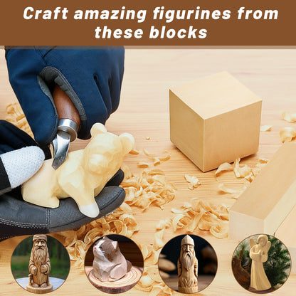 Yalumo 27 Pcs Basswood Carving Blocks, Whittling Wood Carving Kit with 3 Different Sizes and Pattern Sticker, Soft Unfinished Wooden Blocks for Crafts Beginners Adults