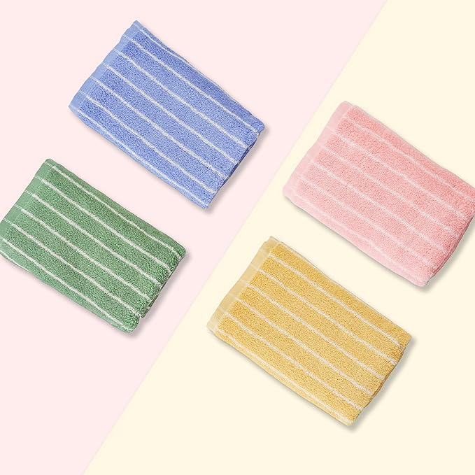 Hand Towels for Bathroom, 100% Cotton Striped Pattern Soft Absorbent Towel Set