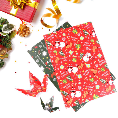 FEPITO 90 Sheets Christmas Pattern Paper Set, 14 x 21cm Decorative Paper for DIY Scrapbook Card Making Decoration, 10 Designs
