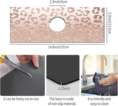 Absorbent Splash Guard Mat for Kitchen Sink, 15×5.5 Inch Cute Fast Drying Drip