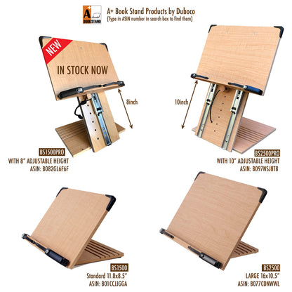 A+ Book Stand BS2500 Large 16x10.5 Portable Adjustable Foldable Bookstand Holder for Reading Hands Free Large Thick Heavy Textbooks Cookbooks Tablets