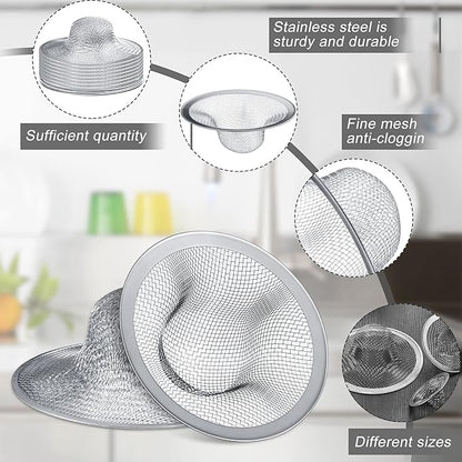 12 Pieces Stainless Steel Sink Strainer Drain Strainer