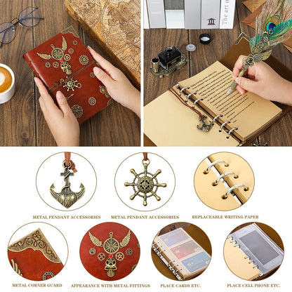 AIYNC Quill Pen and Ink Set, With Notebook Wax Seal Stamp Kit, Calligraphy Set for Writing Lovers, Valentine's Day and Birthday Gifts, Ideal for Holidays(Peacock Feather)