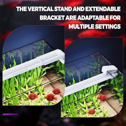 AQUASMITH Aquarium Light,Fish More Red Water is Not,Specific Full Spectrum Fish Tank Light,Comes with Two Mounting Brackets, Timing Function, Memory Feature, Adjustable Brightness, IP68 (22IN)