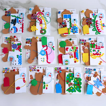 Winlyn 24 Sets 12 Designs Christmas Craft Kits Winter Crafts DIY Gingerbread Man Xmas Tree Ornaments Decorations Festive Foam Stickers Arts and Crafts Kids Holiday Classroom Activities Party Favors