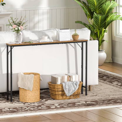 Vantimo 47.2" Console Table, Narrow Entryway Table, Skinny Sofa Table, Behind CouchTable, Long Skinny Table, DisplayTable for Entryway, Living Room, Foyer, Corridor, Office, Rustic Brown