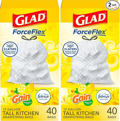 Glad Trash Bags, 13 Gallon, 40 Ct
