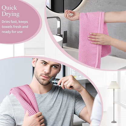 Microfiber Waffle Hand Towels, 4 Pieces, Fast Drying, Lint Free 430 GSM