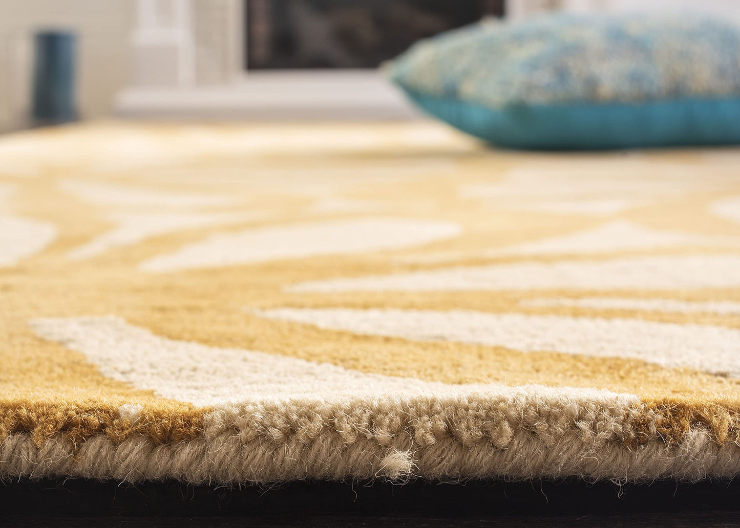 SAFAVIEH Dip Dye Collection 2'3" x 8' Beige / Gold DDY527M Handmade Floral Watercolor Premium Wool Runner Rug