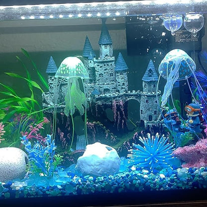 Aquarium Castle Decor, Resin Castle for Fish Tank with Randomly Color Plants Decorations Accessories for Freshwater and Saltwater Fish Tanks