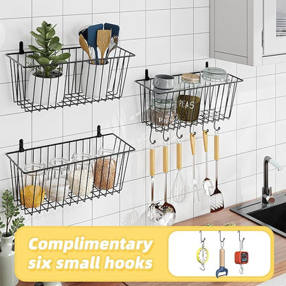 Simple Trending 6 Pack Wire Basket Wall Mount Baskets Hanging Baskets, Cabinets