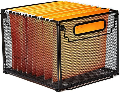 SETTFRFE Letter Size Metal Mesh Hanging File Folder Organizer Crate Basket