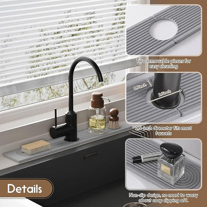 Faucet Mat for Kitchen Sink, Diatomite Quick Drying Tray, Long 23.6'' Kitchen