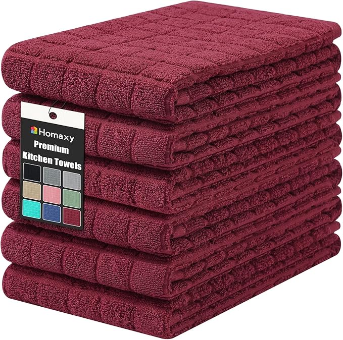 Homaxy Premium Cotton Kitchen Towels 16"x 28", Large Natural Ring Spun 390 GSM