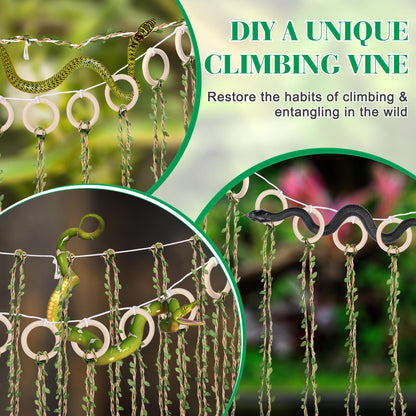 Coldairsoap Snake Climbing Vines with Reptile Plants Kit, Handcrafted Jungle Vines, Snake Enclosure Accessories for Ball Pythons, Corn Snakes, Bearded Dragon, Chameleon, Lizard, Snake Enrichment Toys