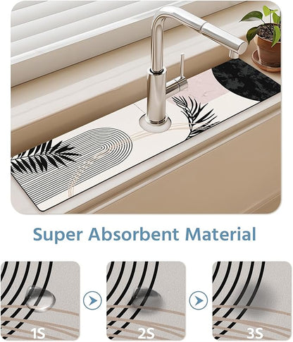 Patterned Sink Faucet Mat Kitchen Splash Guard Super Absorbent Drying Mat