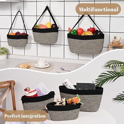 Hanging Storage Baskets, Over the Door Basket, Cotton Wall Baskets Storage