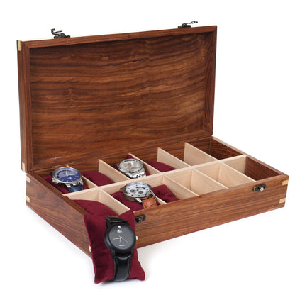 Brainmart Wooden Watch Box for Men & Women, Premium Watch Organizer Case with Wood Top, Durable Storage Holder for Watches, Elegant Gift for Collectors & Enthusiasts (12 Slot)