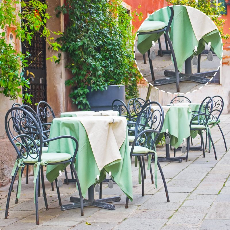 Geiserailie 12 Pcs Light Gray Tablecloth Weights Tablecloth Pendant Teardrop Shape Table Cover Weights with Metal Clips for Outdoor Picnic Garden Dinner Table Cover Decoration