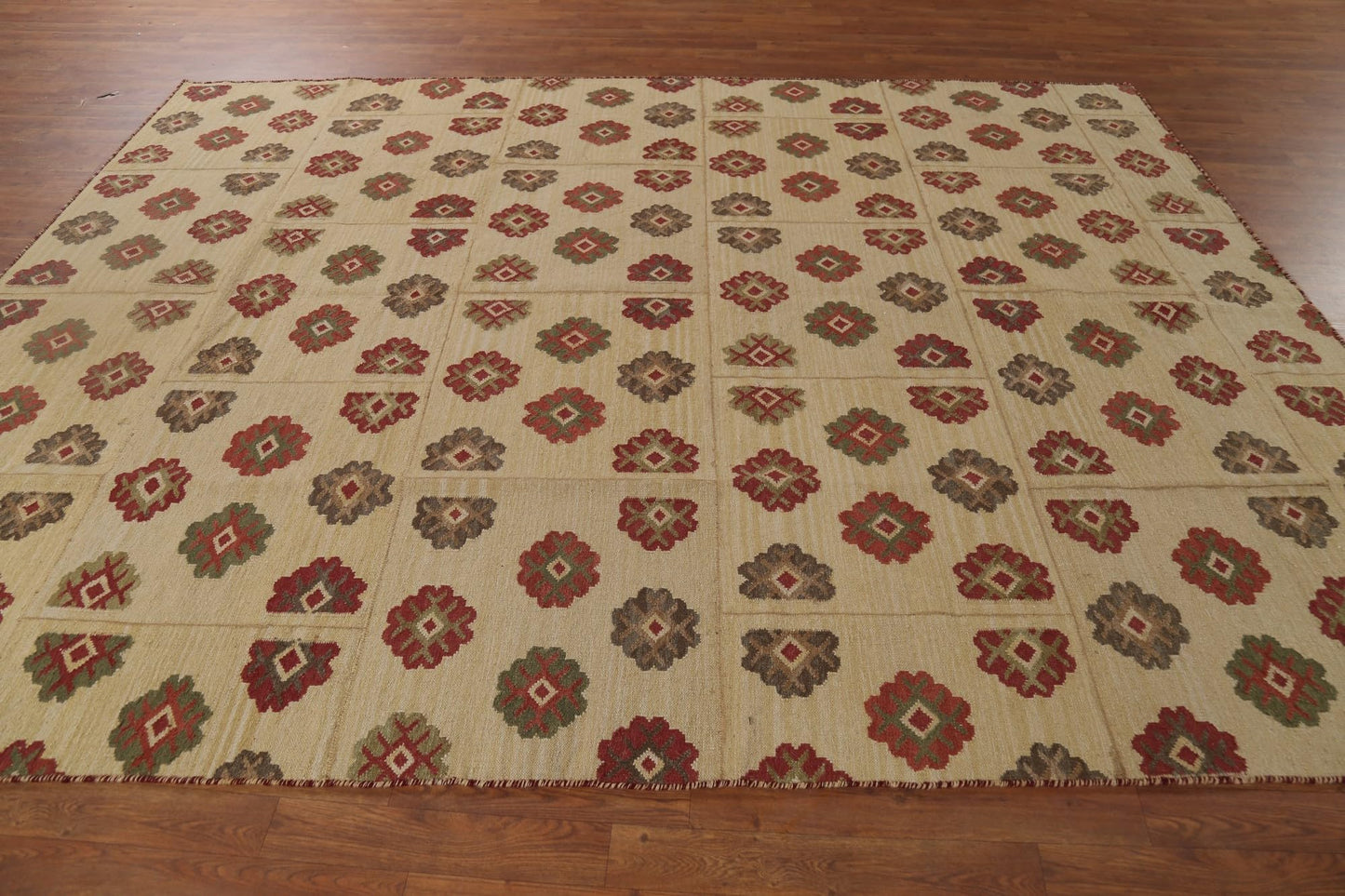 Rug Source Southwestern Style Collection 8x10 Kilim Area Rug, Flatweave/Hand-Woven Beige & Ivories Geometric/All-Over Rug, Oriental Wool Carpet for Bedroom, Living Room, and Dining Room