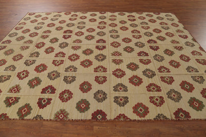 Rug Source Southwestern Style Collection 8x10 Kilim Area Rug, Flatweave/Hand-Woven Beige & Ivories Geometric/All-Over Rug, Oriental Wool Carpet for Bedroom, Living Room, and Dining Room
