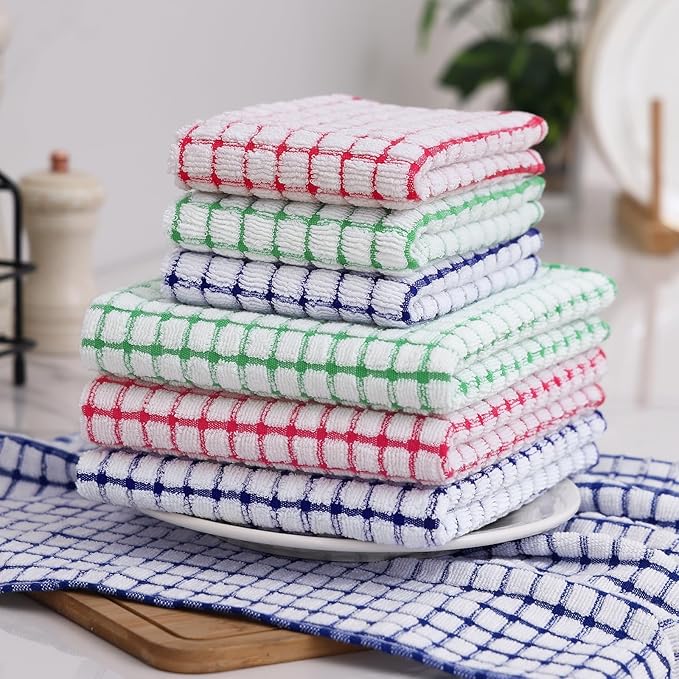 Homaxy Kitchen Towels and Dishcloths Set, 16 x 25 and 12 x 12 Inches, Super