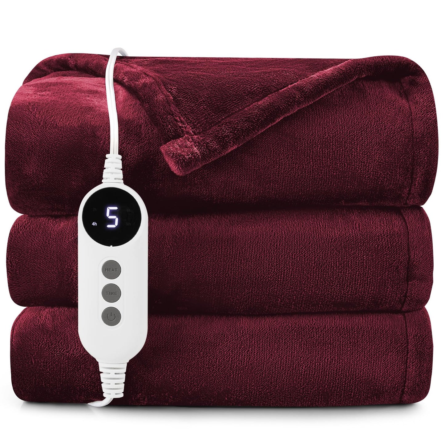 HYLEORY Heated Electric Blanket Throw, 2-Layer Cozy Warm Flannel 50" x 60", Heating Blanket with 9 Heating Levels, 2/4/6/10 Hours Auto Off, Fast Heating Winter Blanket, Dark Grey