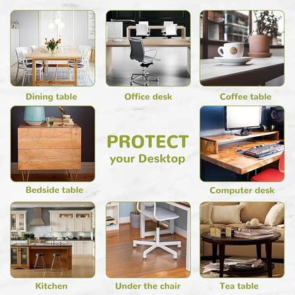 42 x 72 Inch Clear Table Cover Protector, Clear Table Protector for Dining Room Table, 1.5mm Plastic Table Cover, Waterproof Table Pad for Kitchen, Office