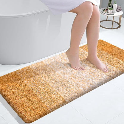 OLANLY Bathroom Runner Rugs Mat 47x24, Extra Soft Absorbent Microfiber Bath Rugs, Rubber Backing, Quick Dry, Washable Long Bath Mats for Bathroom, Tub and Shower, Home Decor Accessories, Golden Yellow