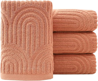 Pidada Hand Towels Set of 4 Striped Pattern 100% Cotton Absorbent Soft